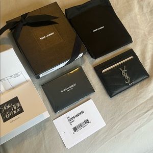 Saint Laurent Card Case Black with Silver Hardware